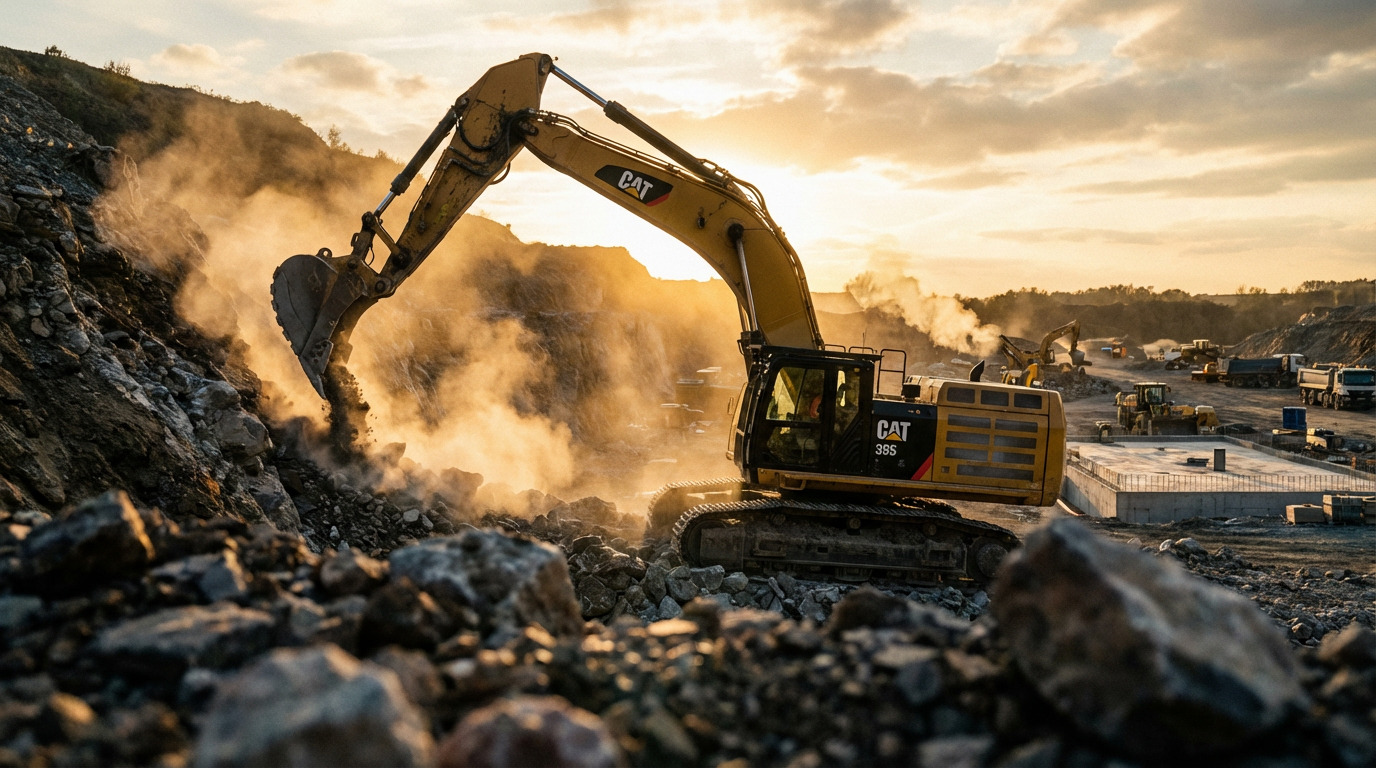 Excavator at sunset